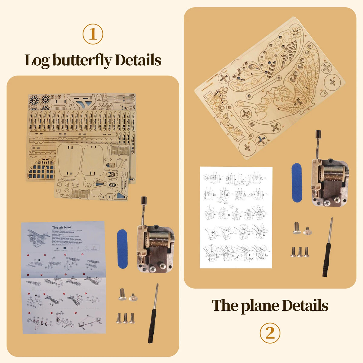 Music Park 3D Wooden Puzzle Plane Butterfly DIY Building Kit