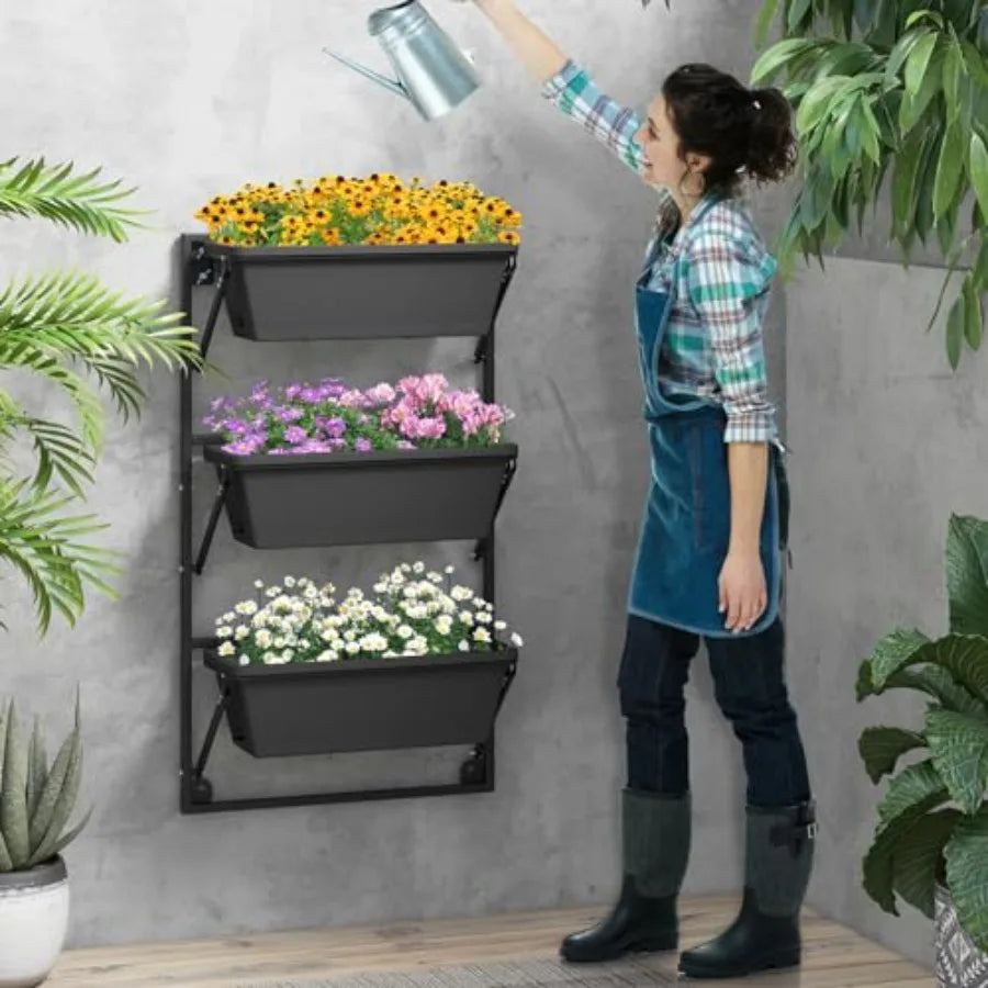 MDNG Three Tier Hanging Planter For Indoor Outdoor Rail Use