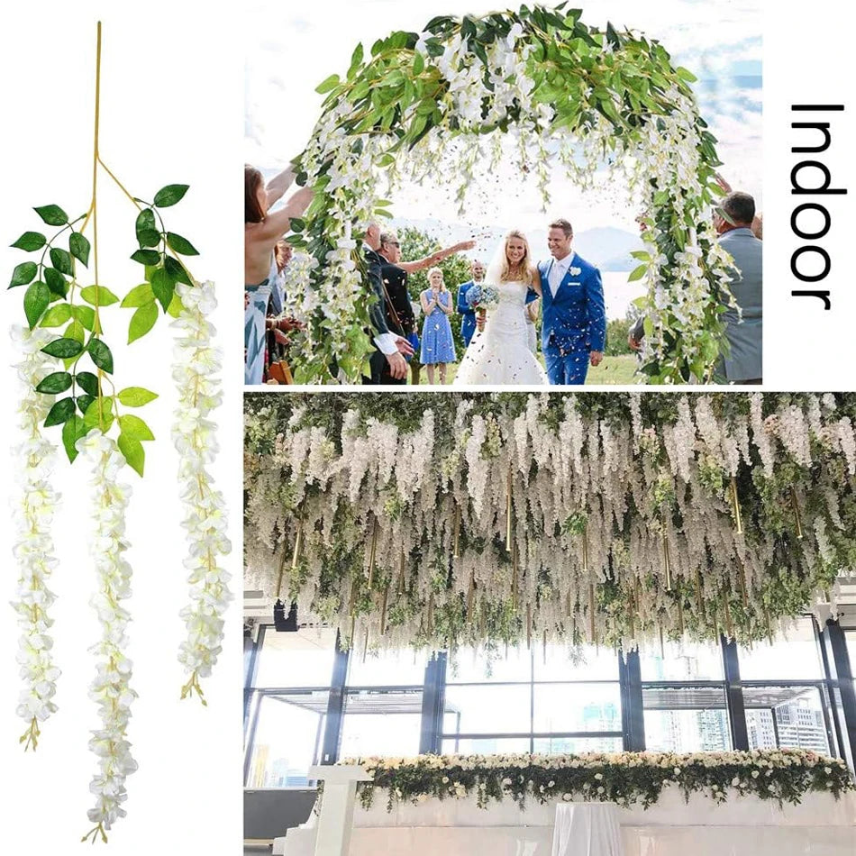Artificial Wisteria Hanging Flowers Garland for Wedding Home Decor