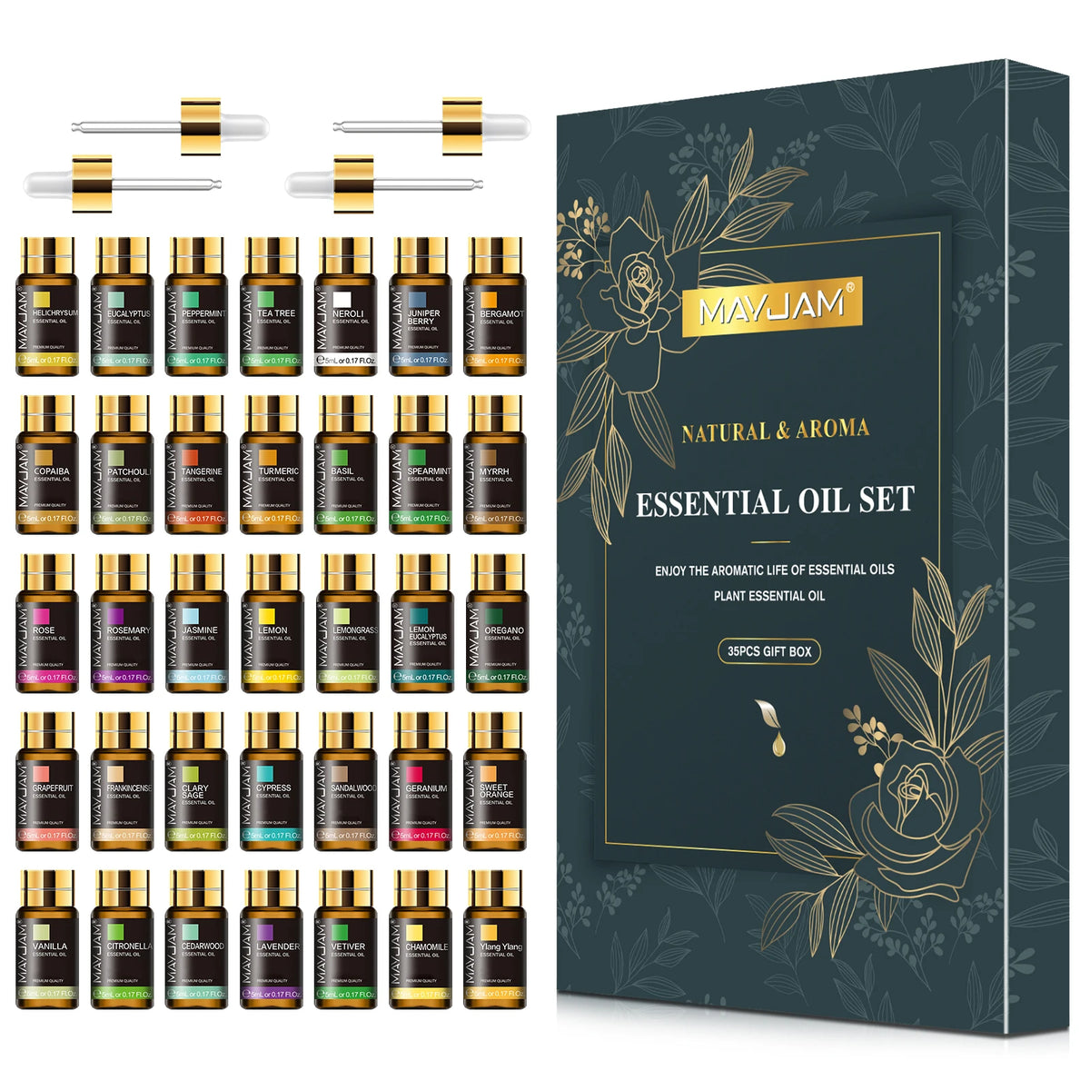 Mayjam 35 Essential Oils Gift Box Set Aromatherapy Kit