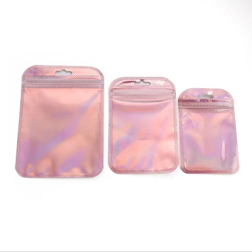 Iridescent Self Sealing Jewelry Pouches Resealable Zip Lock Bags