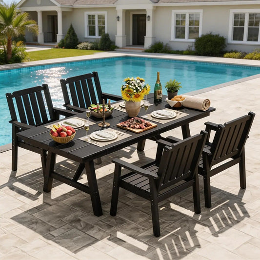 Garvee 2PCS Patio Dining Chairs 650 lbs Capacity Heavy-Duty Frame Slatted Seat Garden Balcony Chair Waterproof for Deck Porch, Poolside