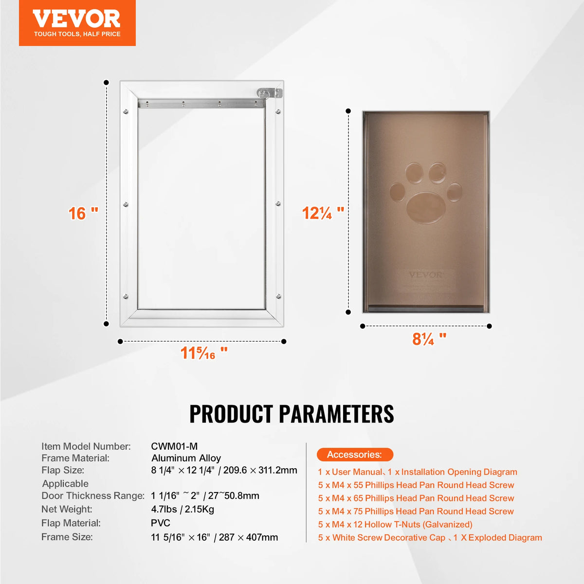 SucceBuy Aluminum Frame Pet Door With Lock And Weatherproof Flap