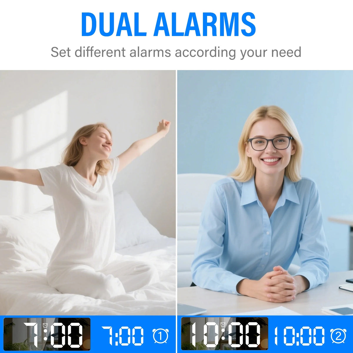 Modern LED Digital Alarm Clock With Calendar And Temperature Display