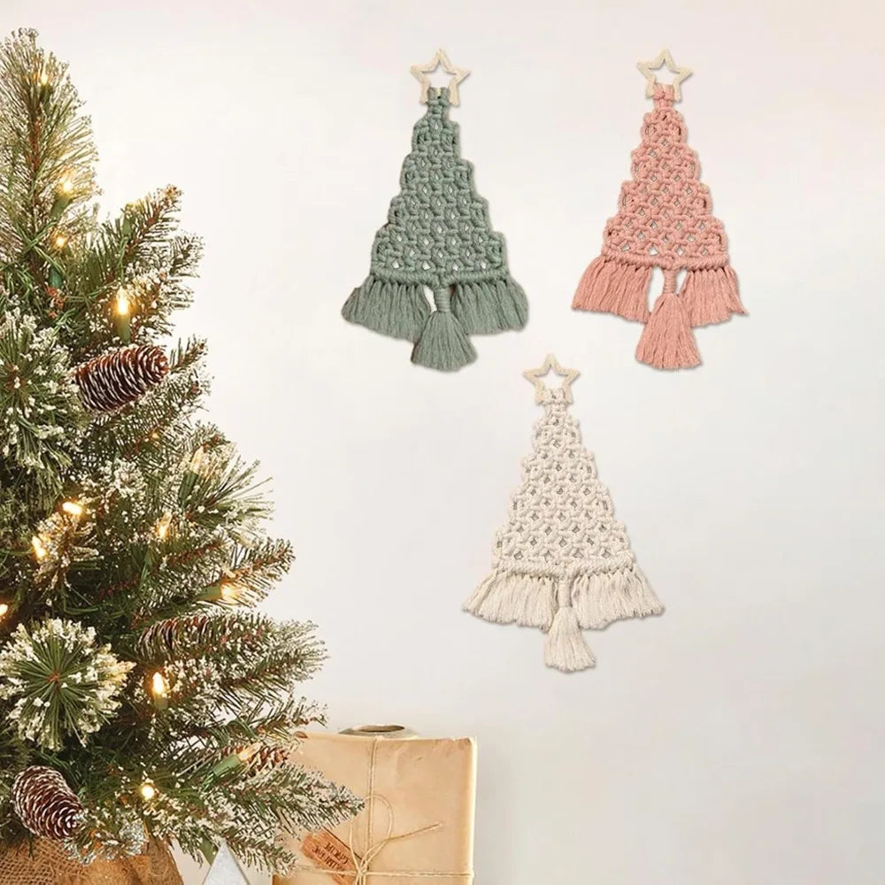 Christmas Tree Macrame DIY Kit With Cotton Cord And Tutorial
