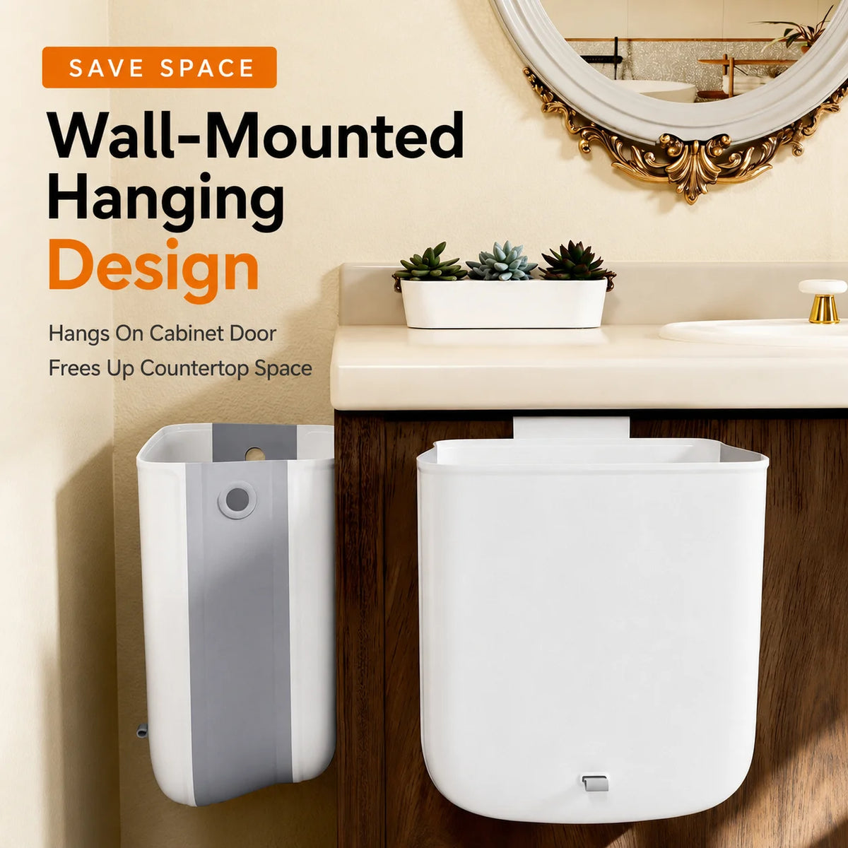 Joybos Cabinet Door Hanging Kitchen Trash Can With Sliding Lid