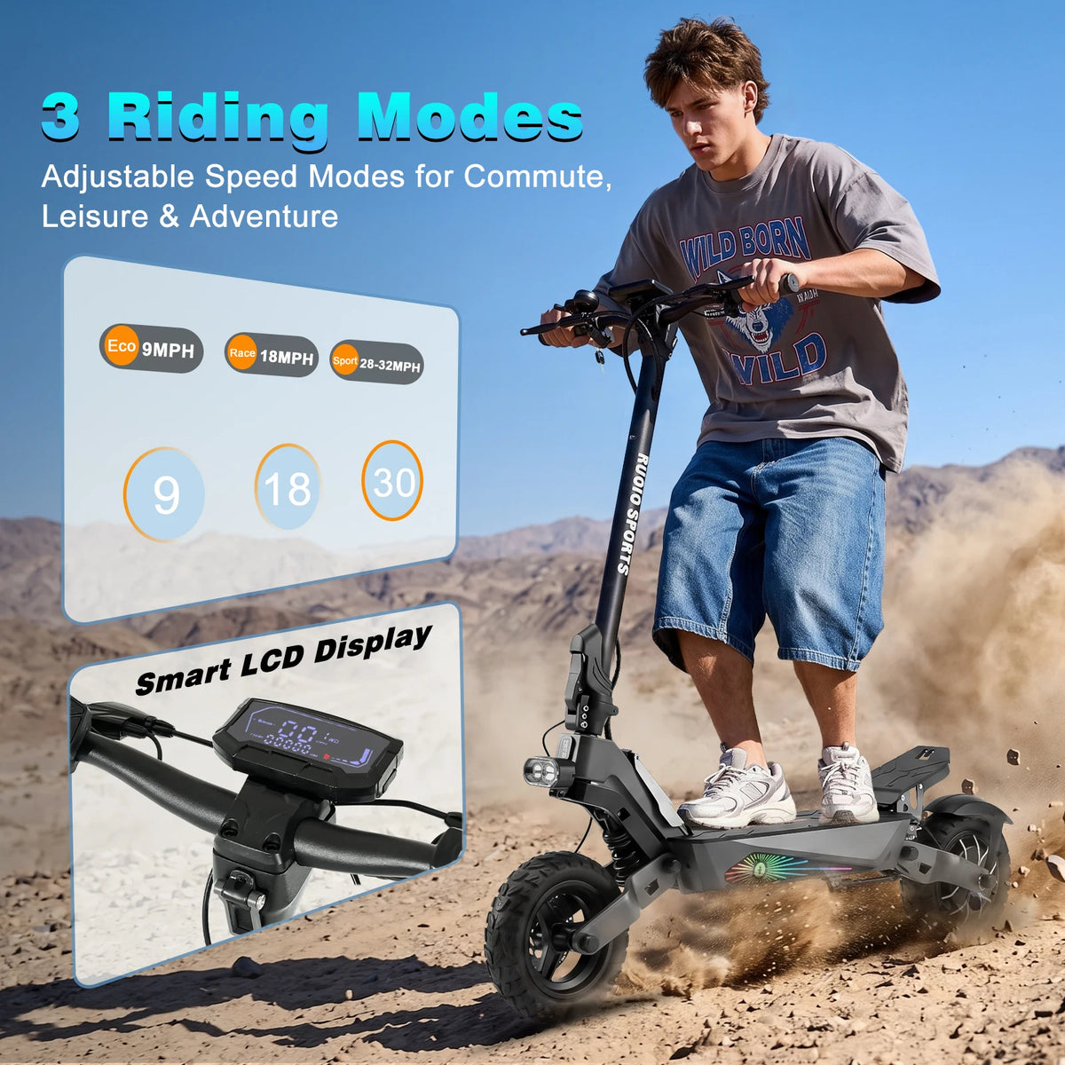 Electric Scooter for Adults, 1200W Motor, 48V 15.6Ah Battery, Up to 35 Miles Range, 10" Tires, Disc Brakes, 3 Riding Modes, Foldable Commuter E Scooter