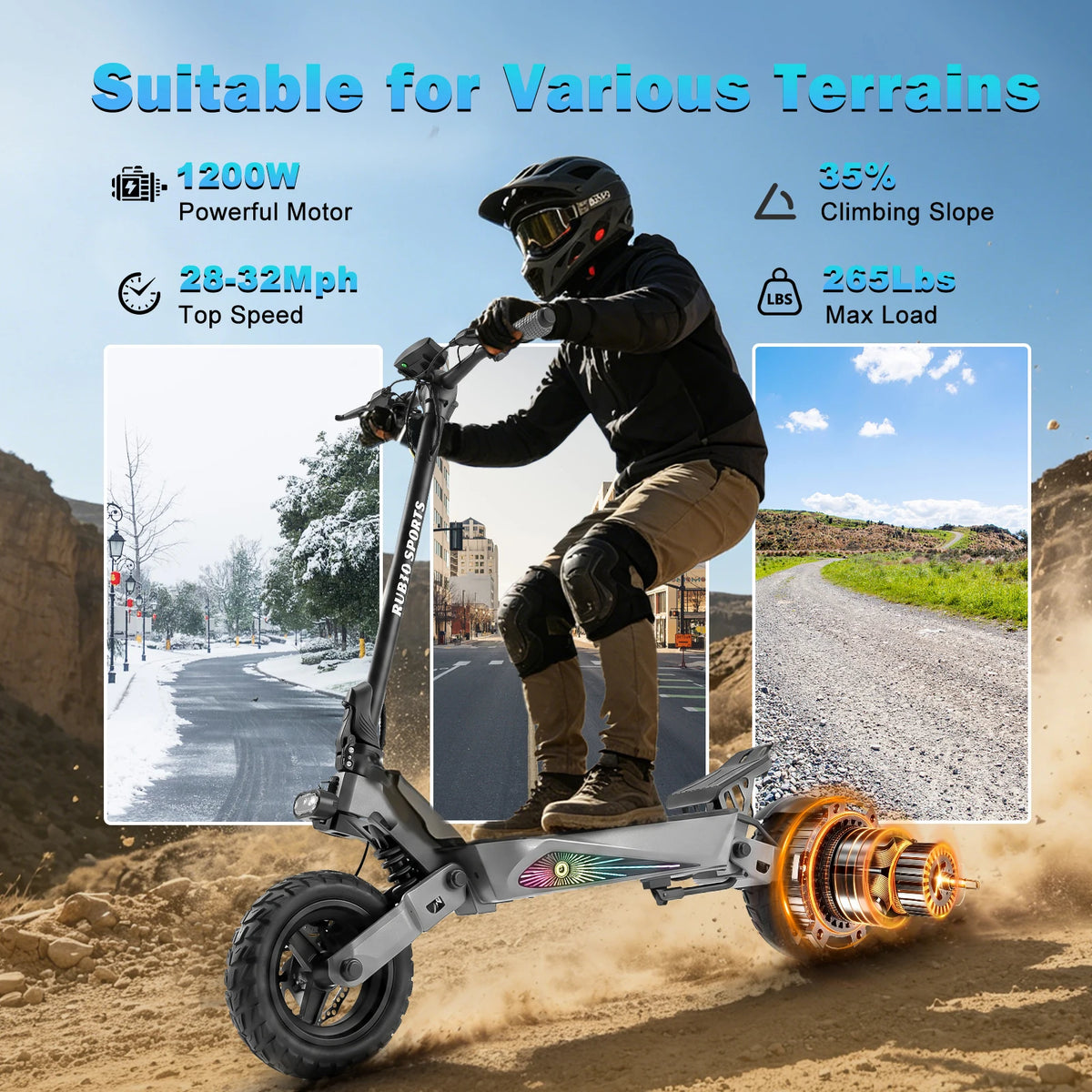 Electric Scooter for Adults, 1200W Motor, 48V 15.6Ah Battery, Up to 35 Miles Range, 10" Tires, Disc Brakes, 3 Riding Modes, Foldable Commuter E Scooter