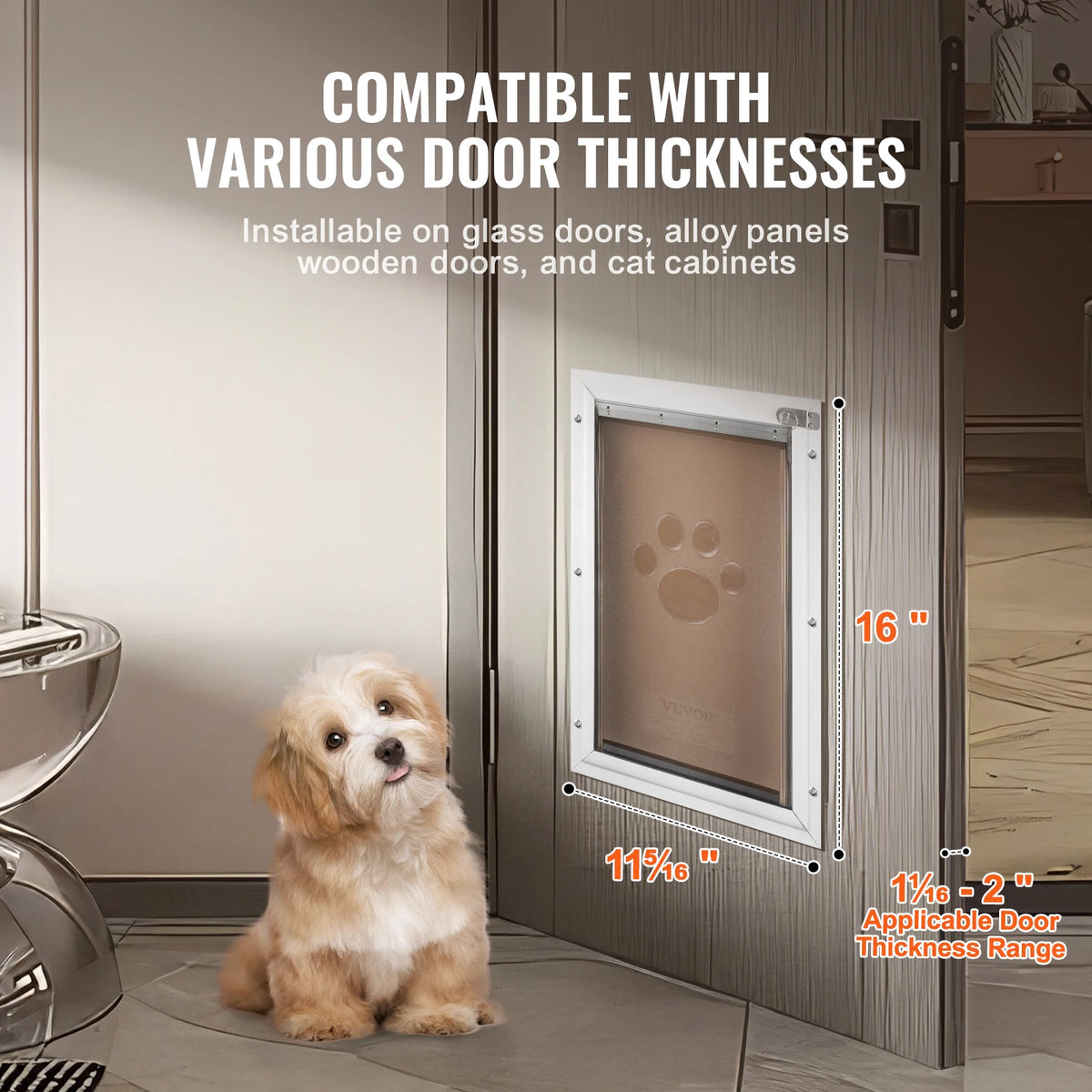 SucceBuy Aluminum Frame Pet Door With Lock And Weatherproof Flap