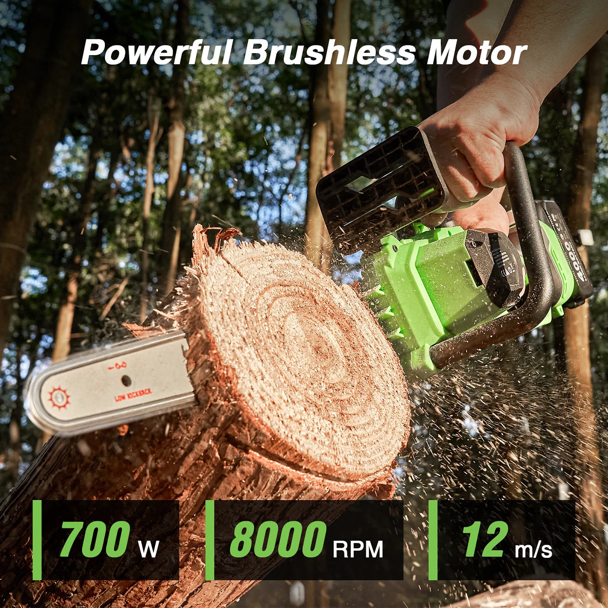 TaskStar Brushless Cordless Chainsaw With Auto Oiler And Safety Lock