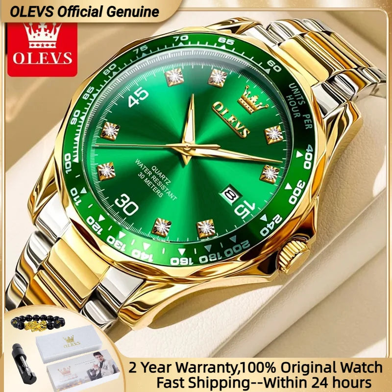 Olevs 9988 Men Quartz Watch Luxury Stainless Steel Waterproof