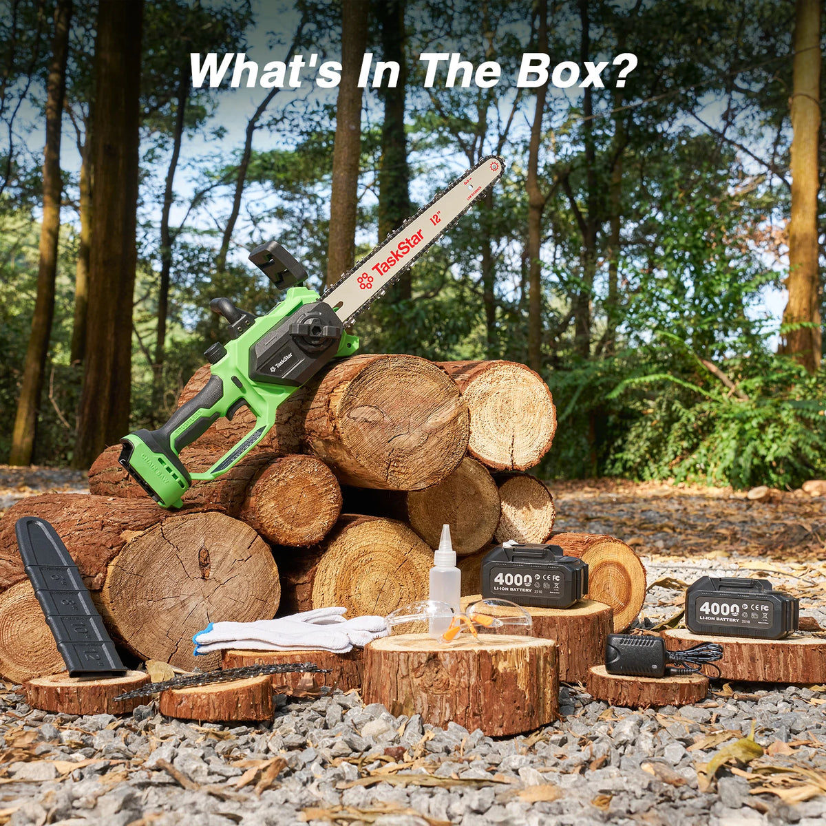 TaskStar Brushless Cordless Chainsaw With Auto Oiler And Safety Lock
