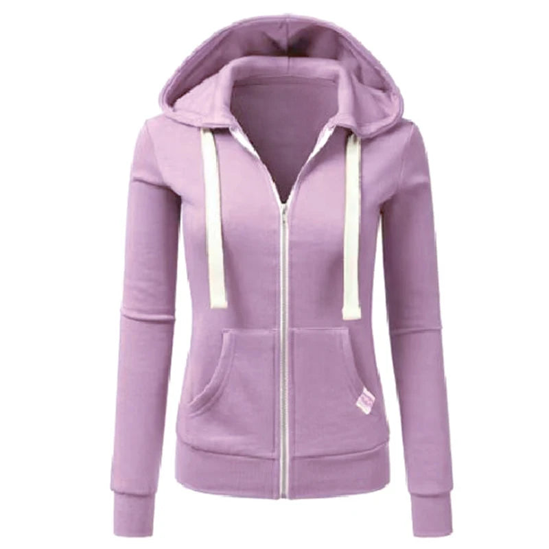 Women's Fashion Sports Knit Hoodie With Drawstring Pocket