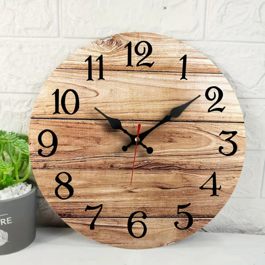 XMSJ European Vintage Wood Grain Wall Clock Home Decor Gift
