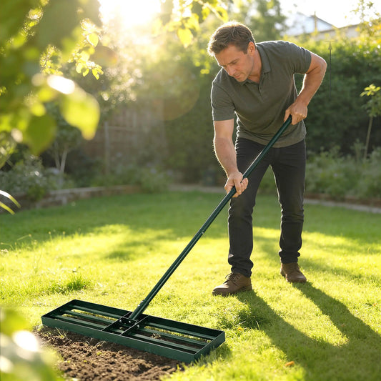 Outsunny Lawn Leveling Rake for Garden and Yard Care