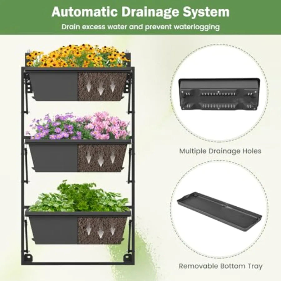 MDNG Three Tier Hanging Planter For Indoor Outdoor Rail Use