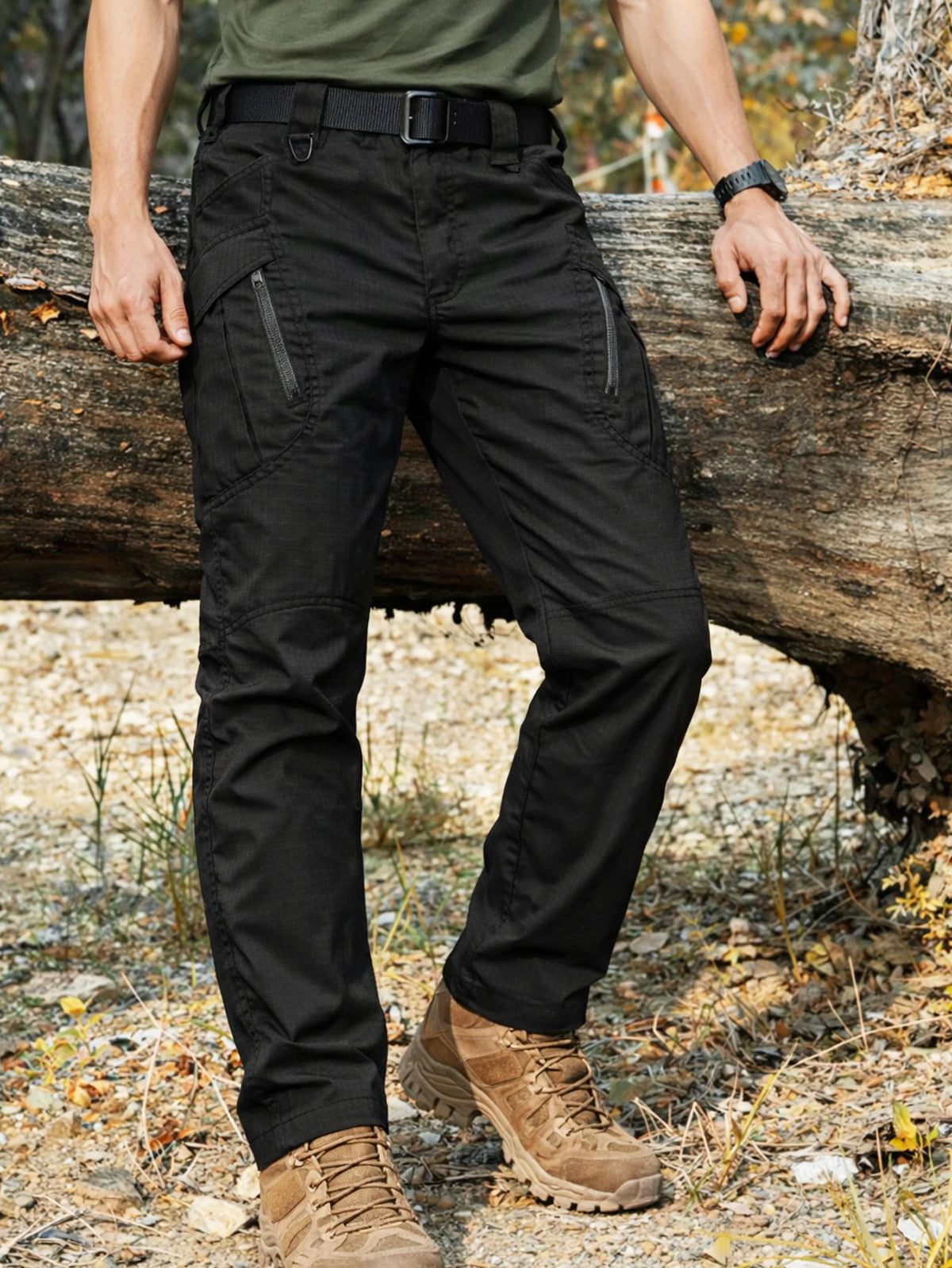 Mens Lightweight Ripstop Cargo Pants Water Resistant Outdoor Trousers