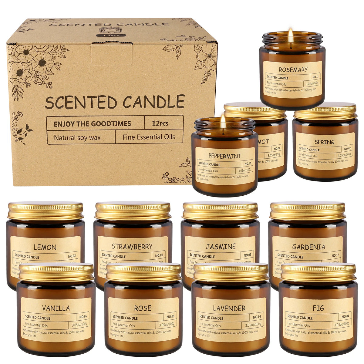 Fclayvts Premium Scented Soy Wax Aromatherapy Candle Set