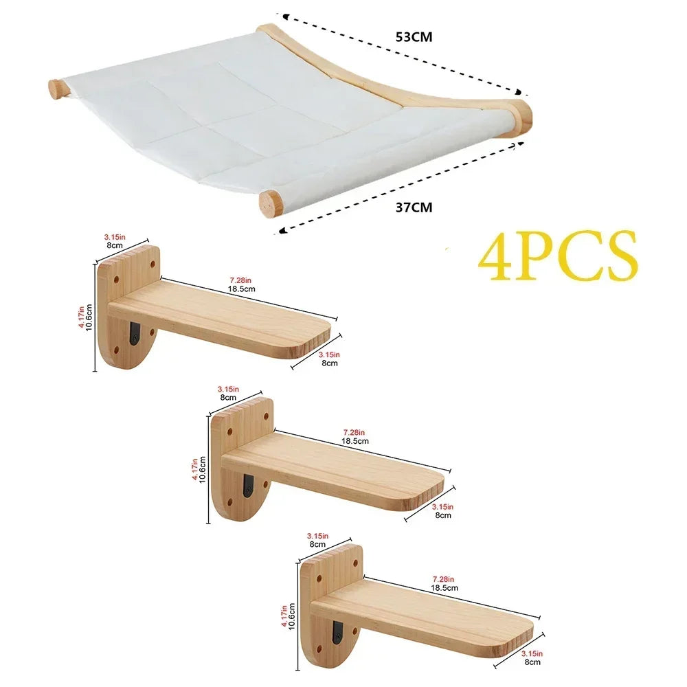 Catails Wall Mounted Cat Hammock Climbing Stairs Scratcher