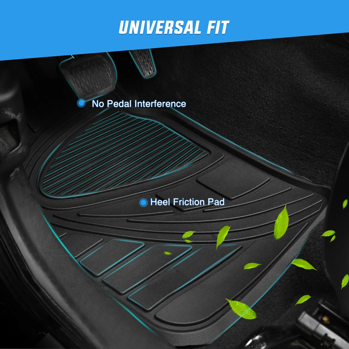 Nilight Universal PVC Floor Mats, All Weather Heavy Duty Protection
