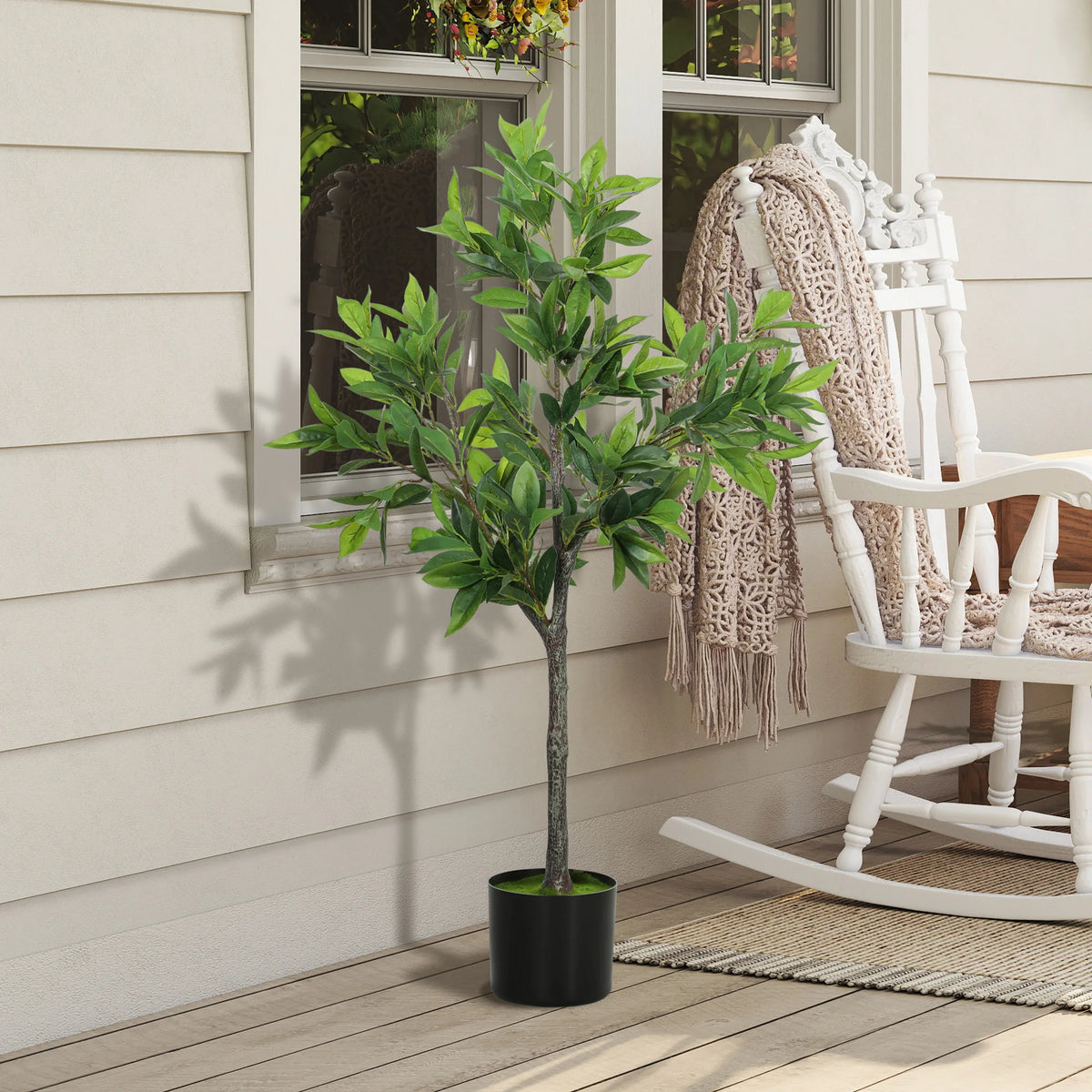 Artificial Laurel Tree With Lifelike Peva Leaves For Home Decor