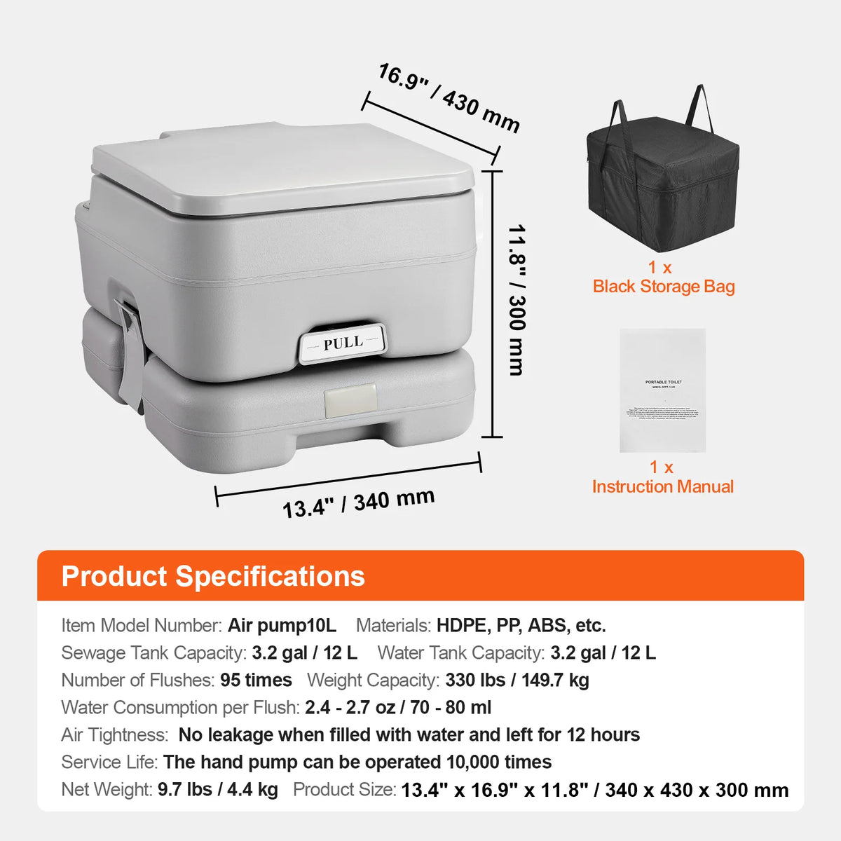 SucceBuy Portable Toilet 5.3/7.9 Gallon Detachable Waste Tank Outdoor Travel Potty with Level Indicator Carry Bag for RV Travel